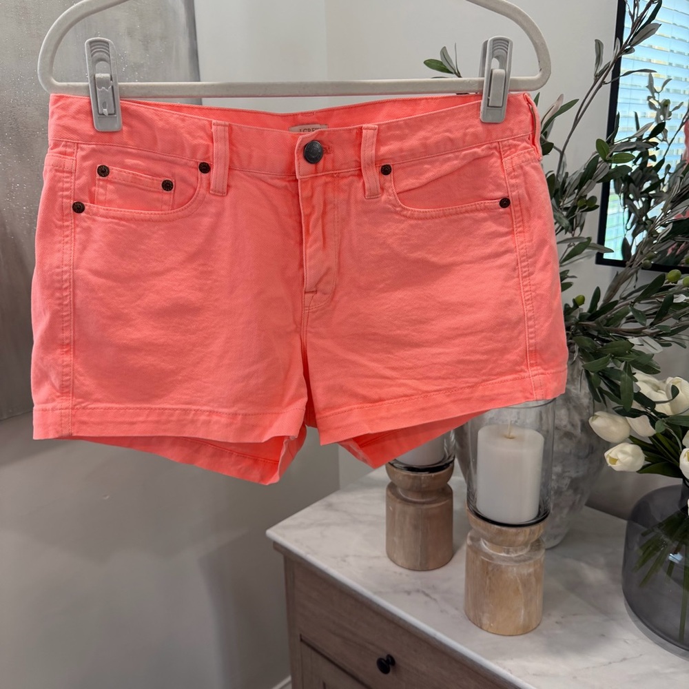 NWT J. Crew Bright Coral Jean Shorts